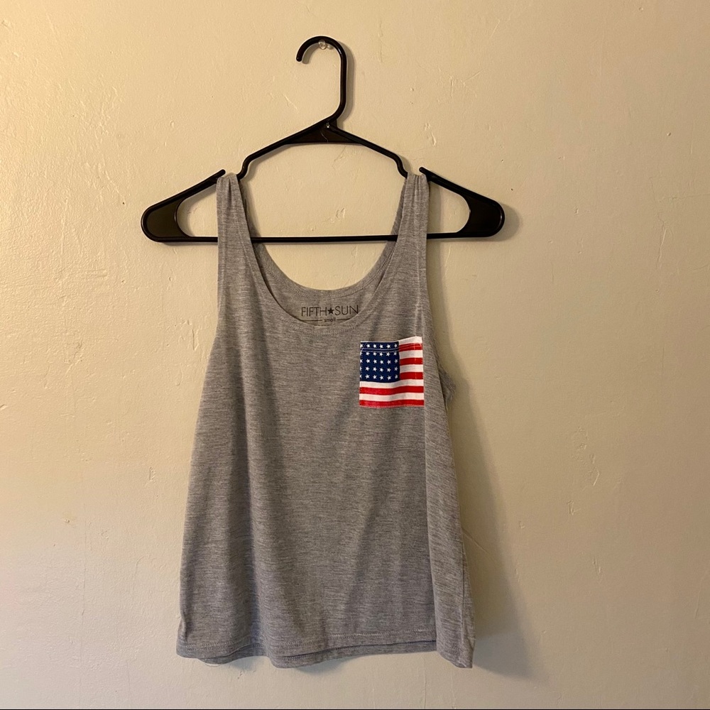 Cropped loose fitting American flag tank top
